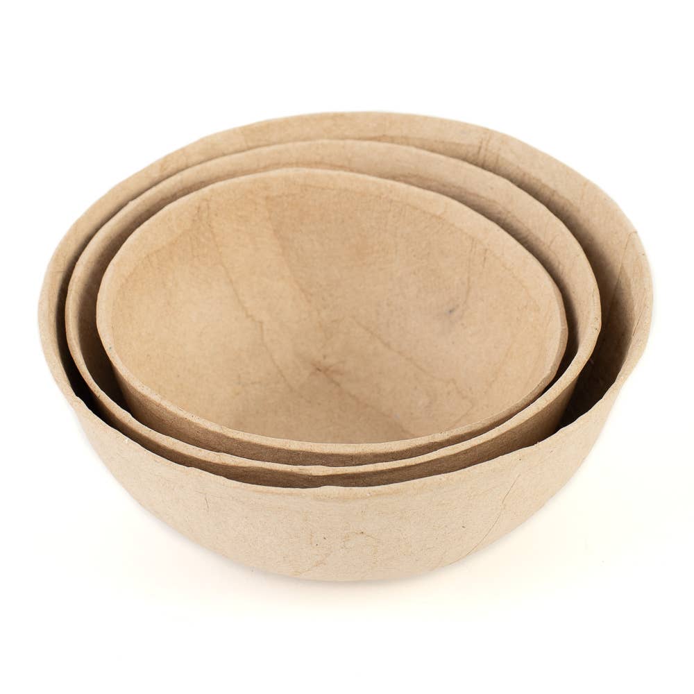 Factory Direct Craft - Natural Kraft Paper Mache Decorative Bowls (Set of 3)