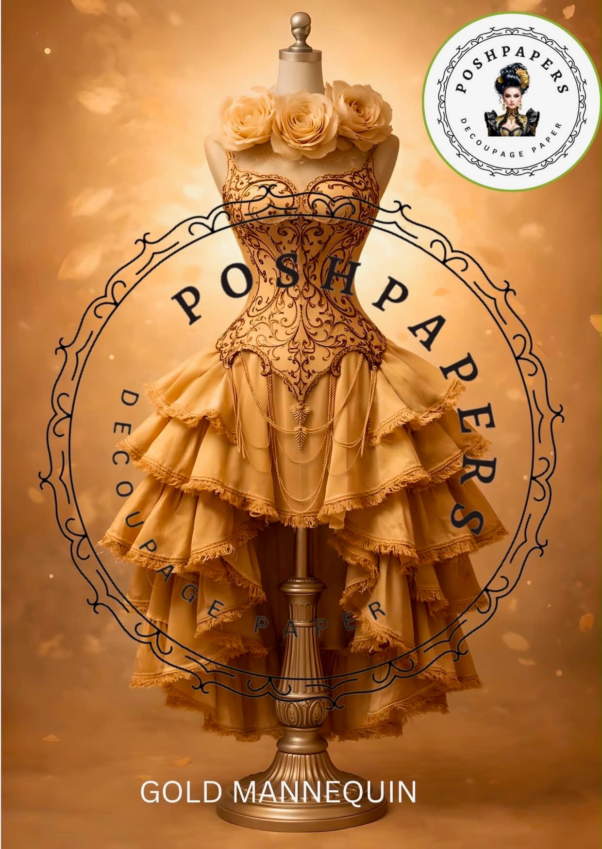 Posh Papers - Gold Mannequins 53x73 cm