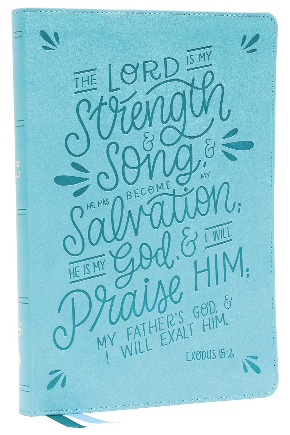 NKJV Verse Art Cover Thinline Bible - Leather Soft Teal