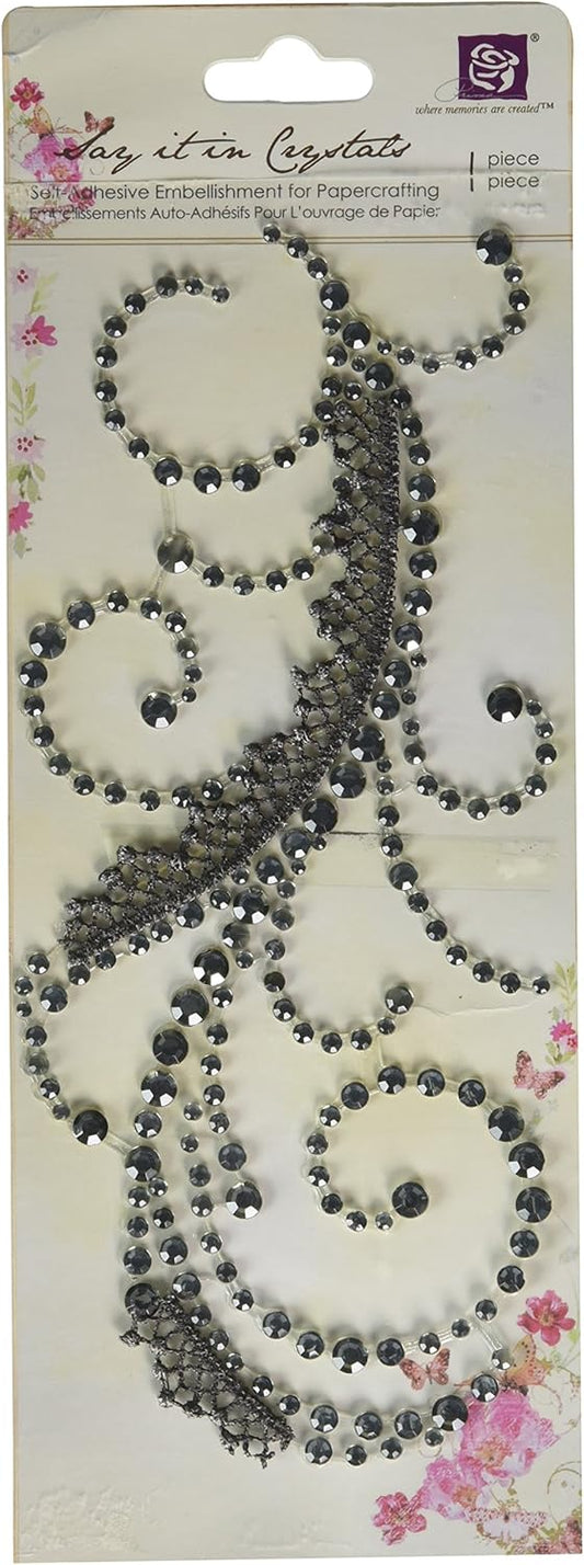 Prima Say it In Pearls & Crystals w/ Lace, Black Diamond