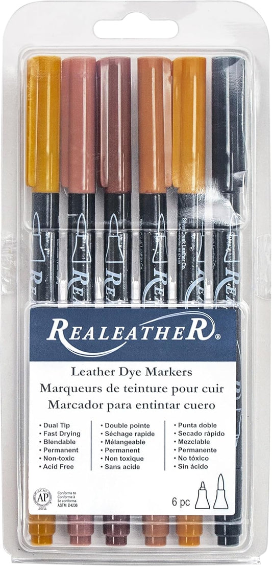 Realeather Leather Dye Markers 6pk Earthtones