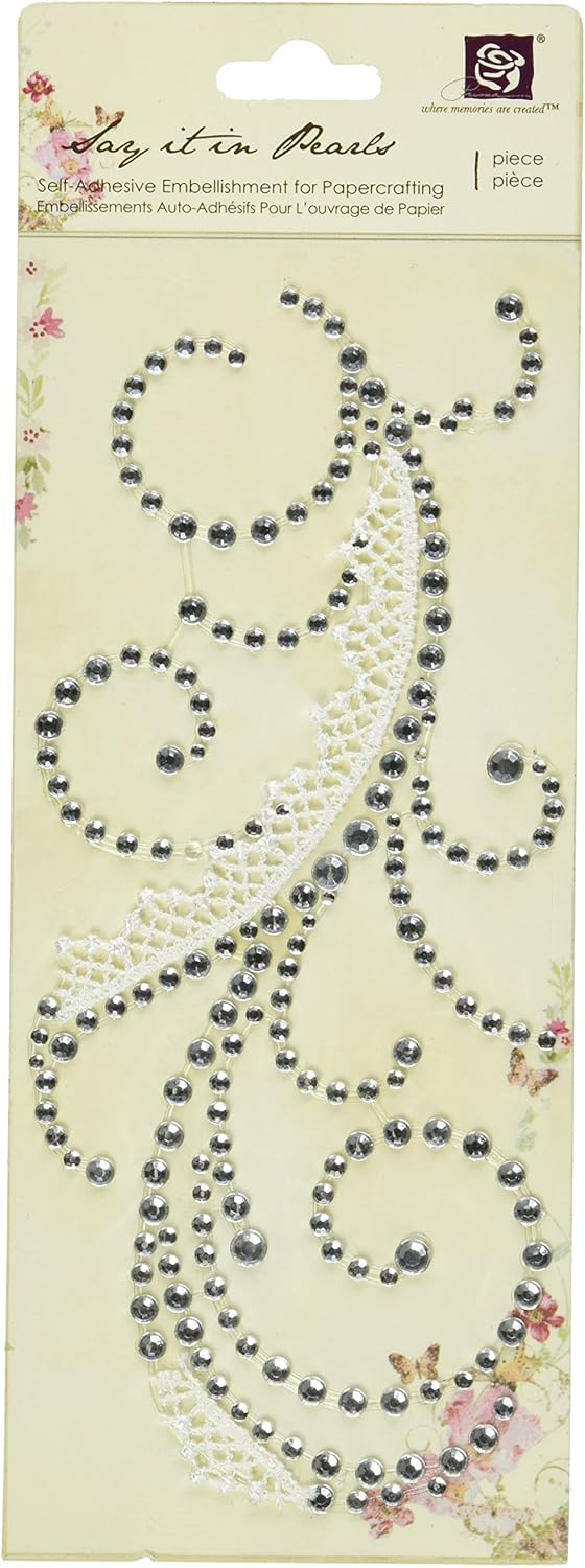 Prima Say it In Pearls & Crystals Swirl w/ Lace, Clear