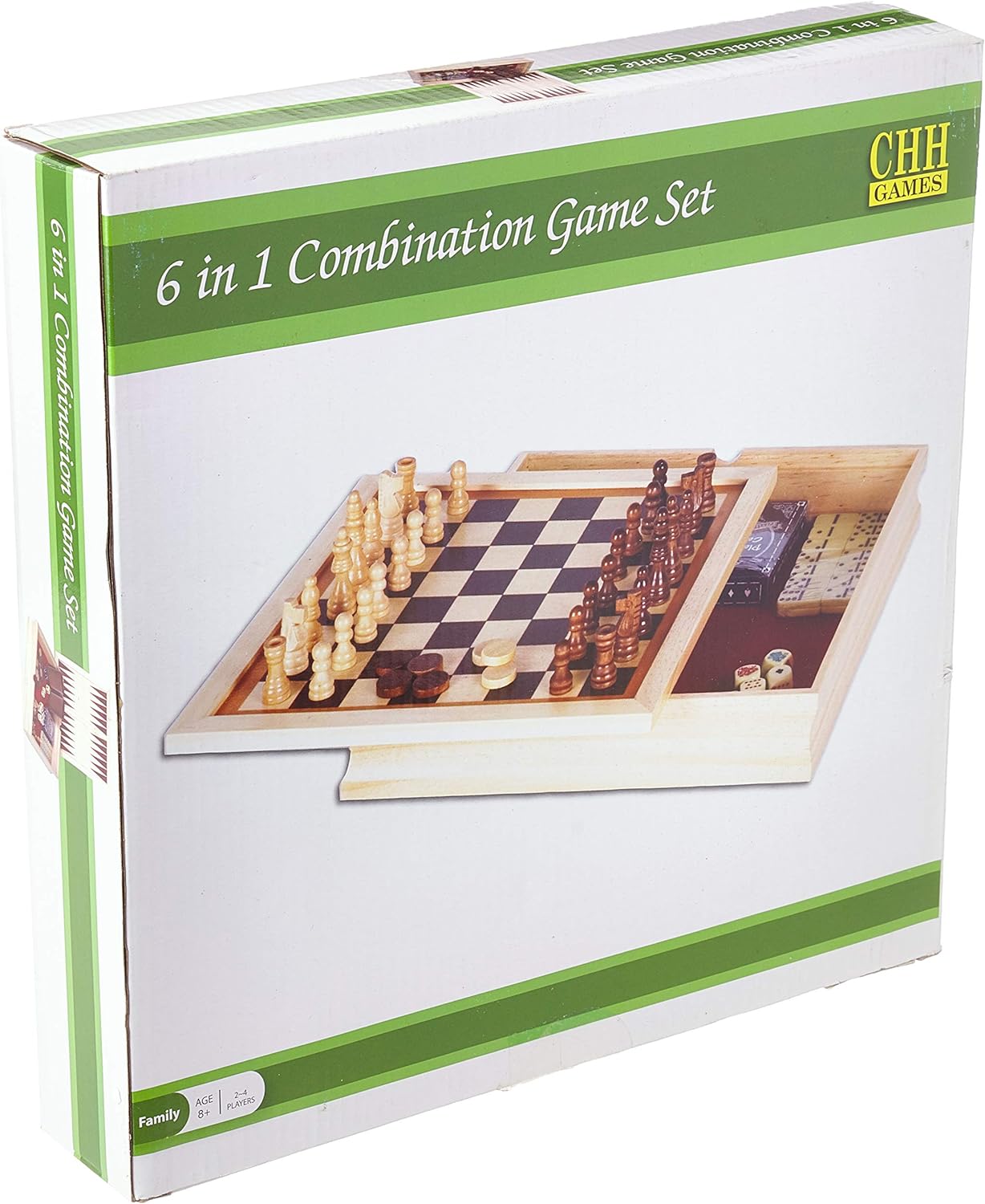 6 in 1 Game Set, Chess, Checkers, Backgammon, Poker, Dice, and Dominoes