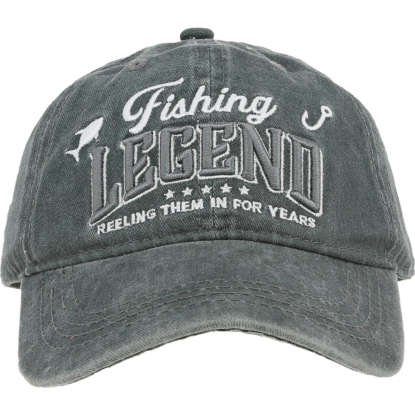 Fishing Dark Gray Washed Cotton Twill Hat