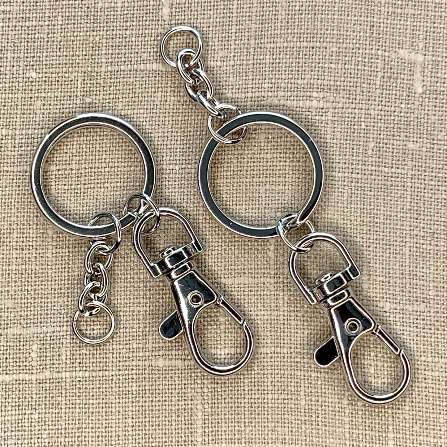 Jewelry Made by Me : Key Rings with Lobster Hook and Chain, Silver 2pc