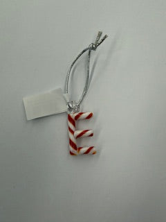 "E" CANDY STRIPPED ORNAMENT