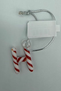 "H" CANDY STRIPPED ORNAMENT