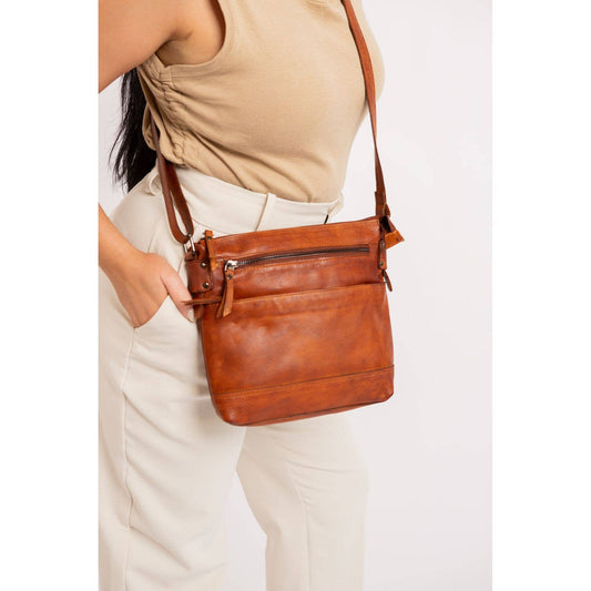 Greenwood Leather : Leather Shoulder Bag Nora - Cognac