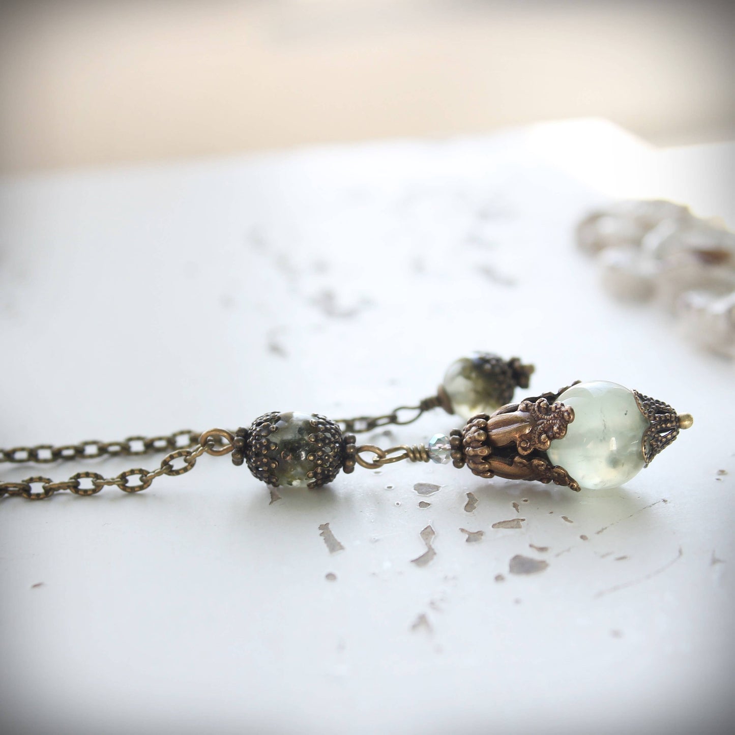 Circa 1890 - Prehnite Vintage Style Jewelry Pendulum | Wisdom & Intuition