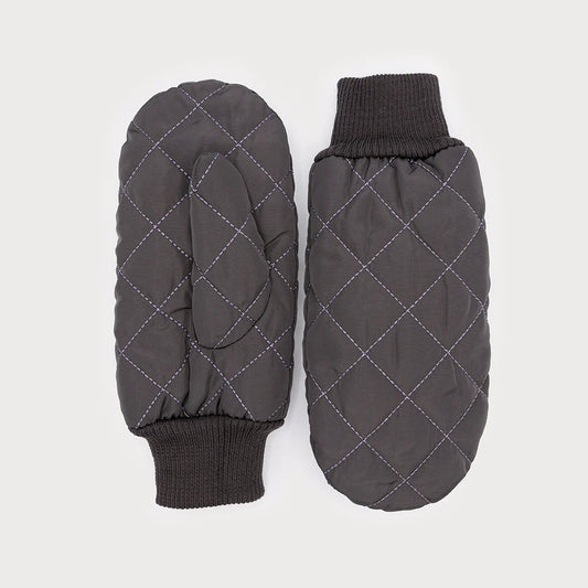 Matte Quilted Diamond Mittens Charcoal