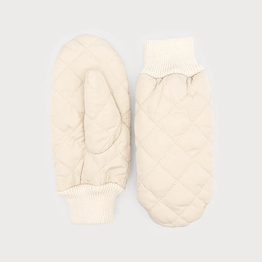 Matte Quilted Diamond Mittens Beige