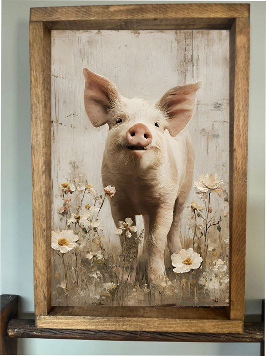 Stir Crazy Signs - Painted Pig Farmhouse Sign 8x12"