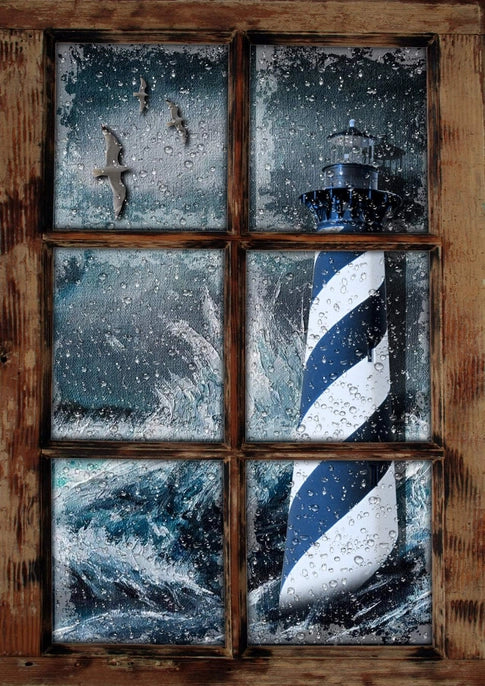 Ninnys Napkins : Lighthouse Window Decoupage 11.4x15.7"