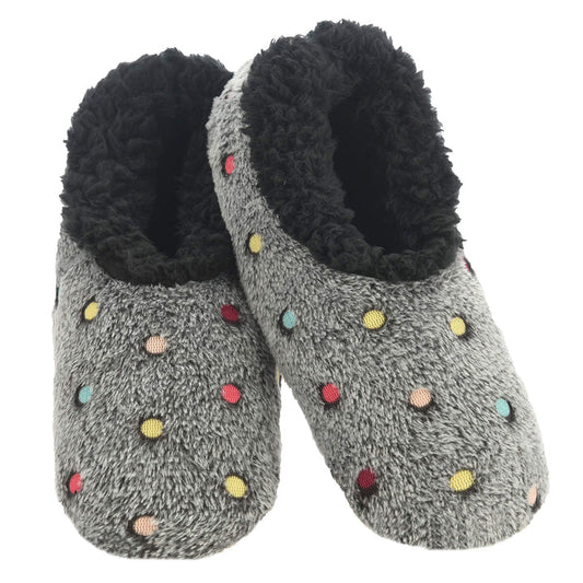 Snoozies! - Lotsa Dots Black Slippers - Size Variety