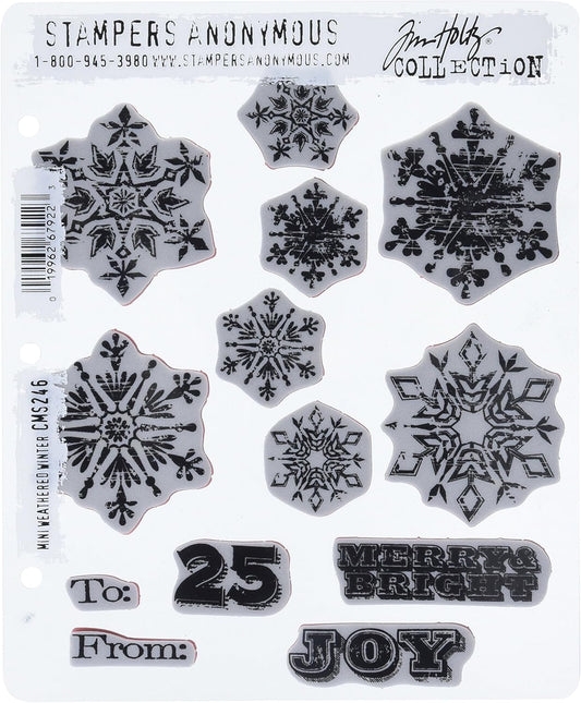 Stampers Anonymous & Tim Holtz : Cling Mounted Rubber Stamp Set - Mini Weathered Winter