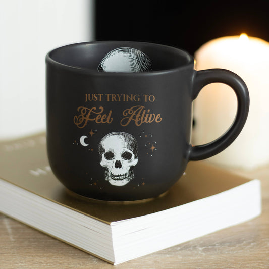 Something Different : Trying To Feel Alive Skull Mug