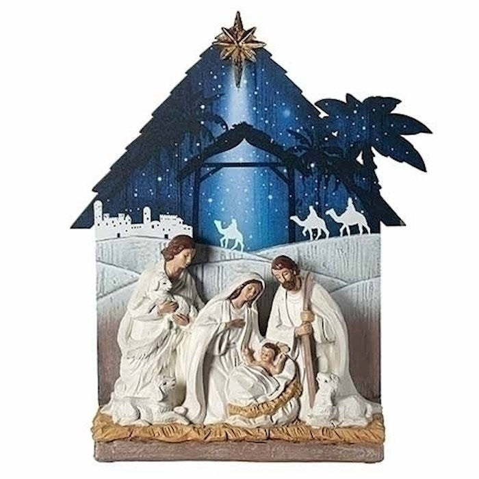 Nativity w/ Printed Stables and Sky Background