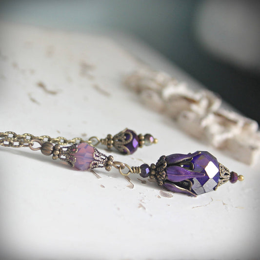 Circa 1890 - Vintage Style Cyclamen & Royal Purple Foliate Pendulum