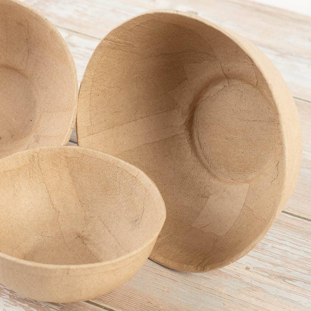 Factory Direct Craft - Natural Kraft Paper Mache Decorative Bowls (Set of 3)