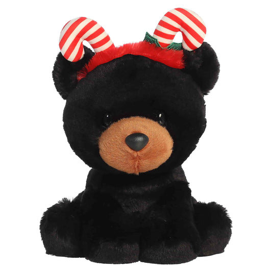 8.5" Biggie Black Bear Holiday Cheer Plush