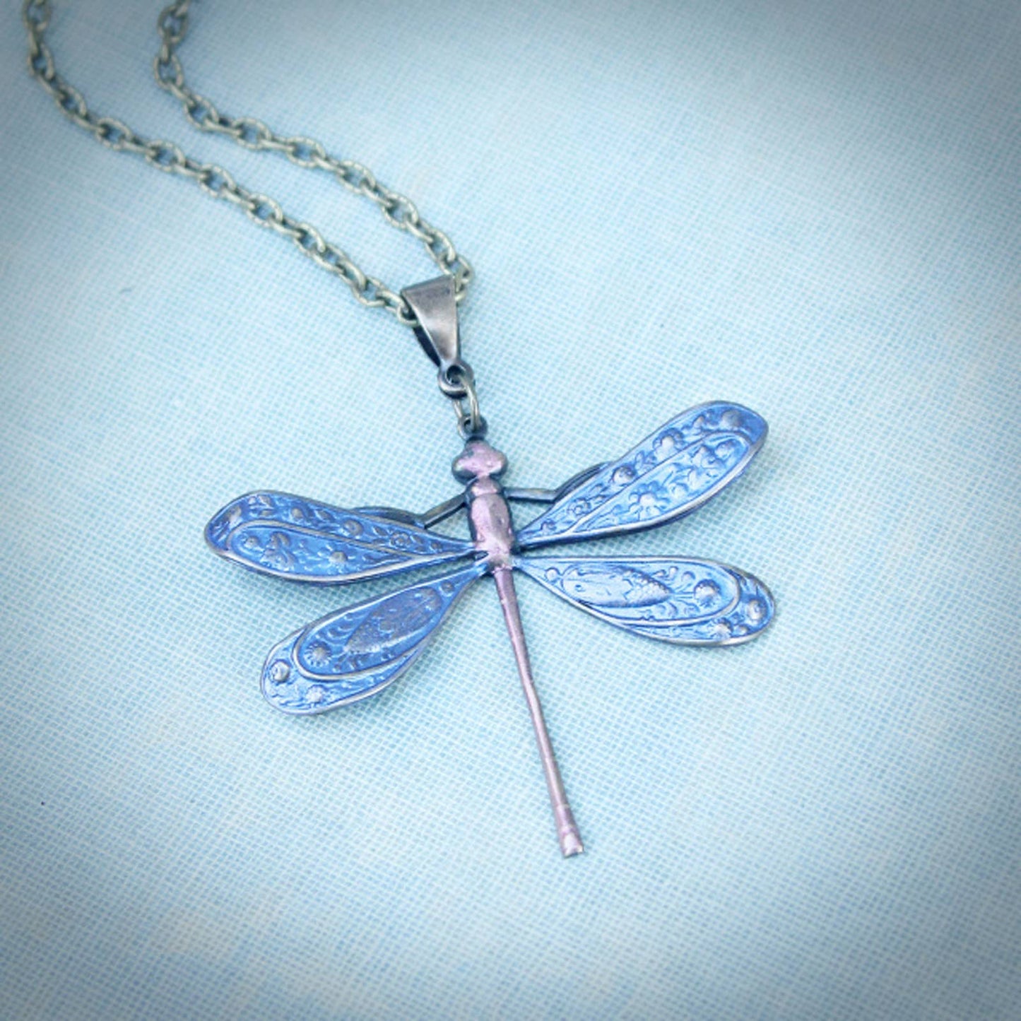 Circa 1890 - Mystic Blue Art Nouveau Dragonfly Pendant
