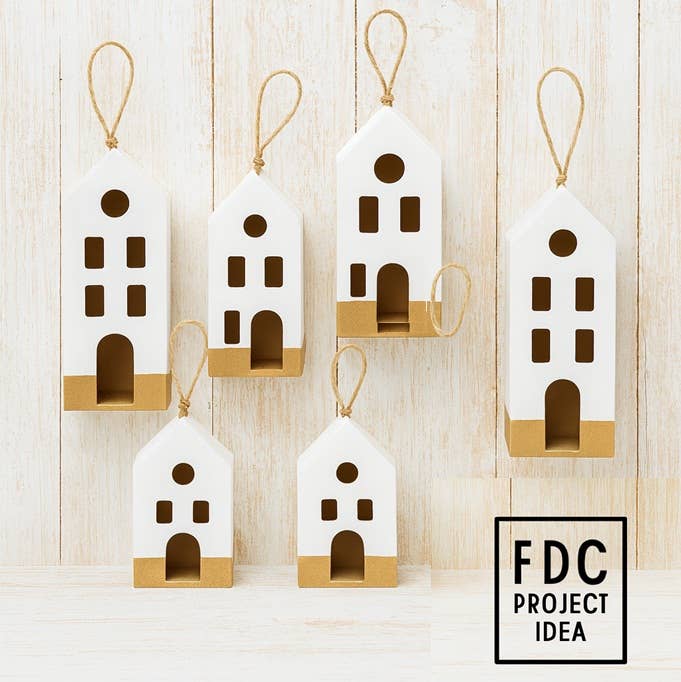 Factory Direct Craft - Premade Paper Mache Italian Village House Ornaments (6pcs)