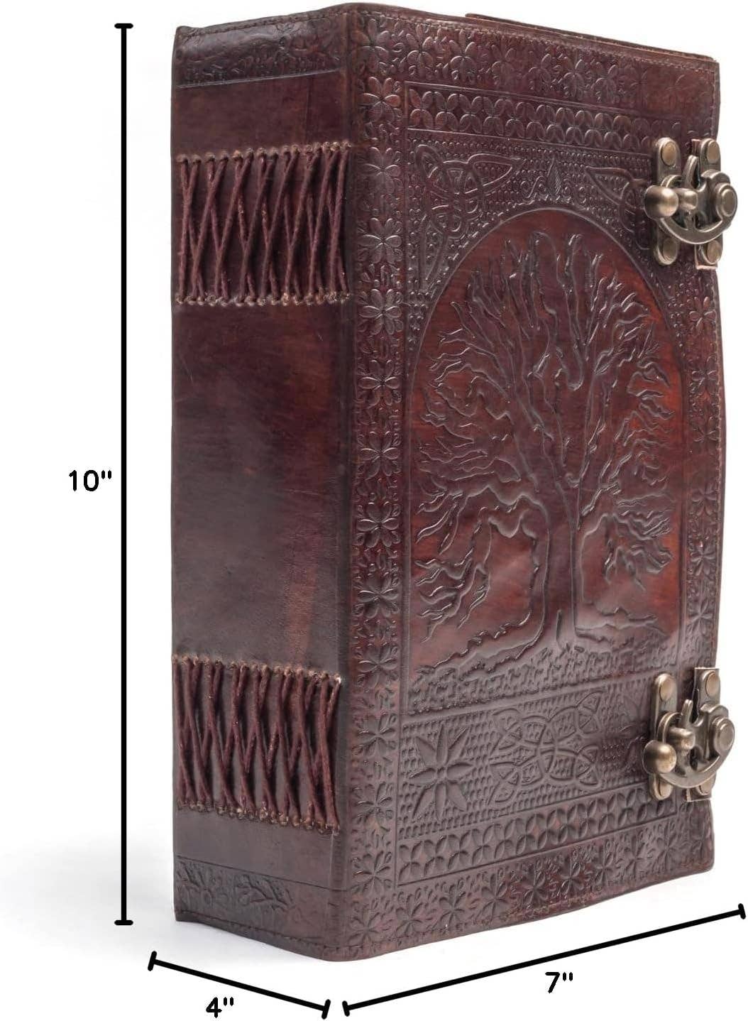 Tuzech 600 pages large tree of life journal | leather journal diary | embossed large tree of life notebook | writing leather notebook | handmade leather journal | leather grimoire | leather sketchbook 7 x 10 Thread Bound