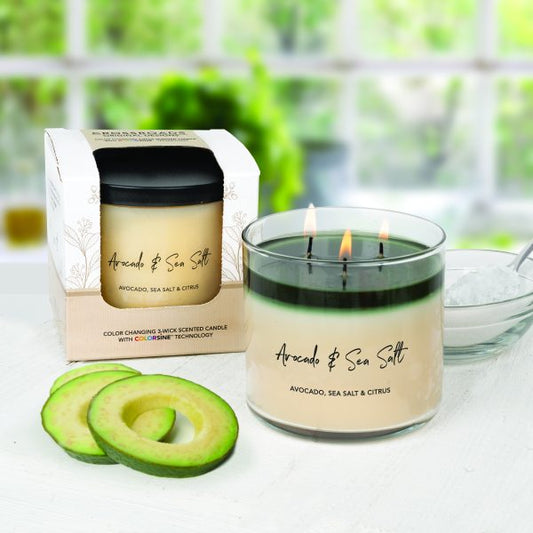 AVOCADO & SEA SALT 3-WICK COLOUR CHANGING