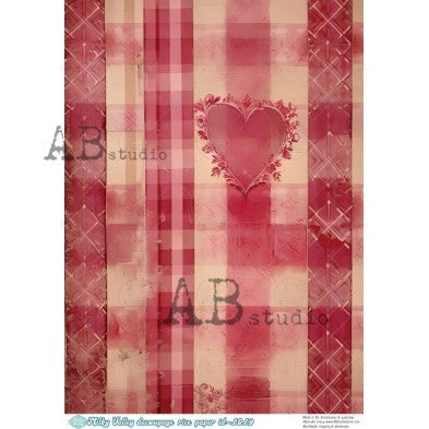 AB Studios - Patchwork Heart Pattern A4 Rice Paper