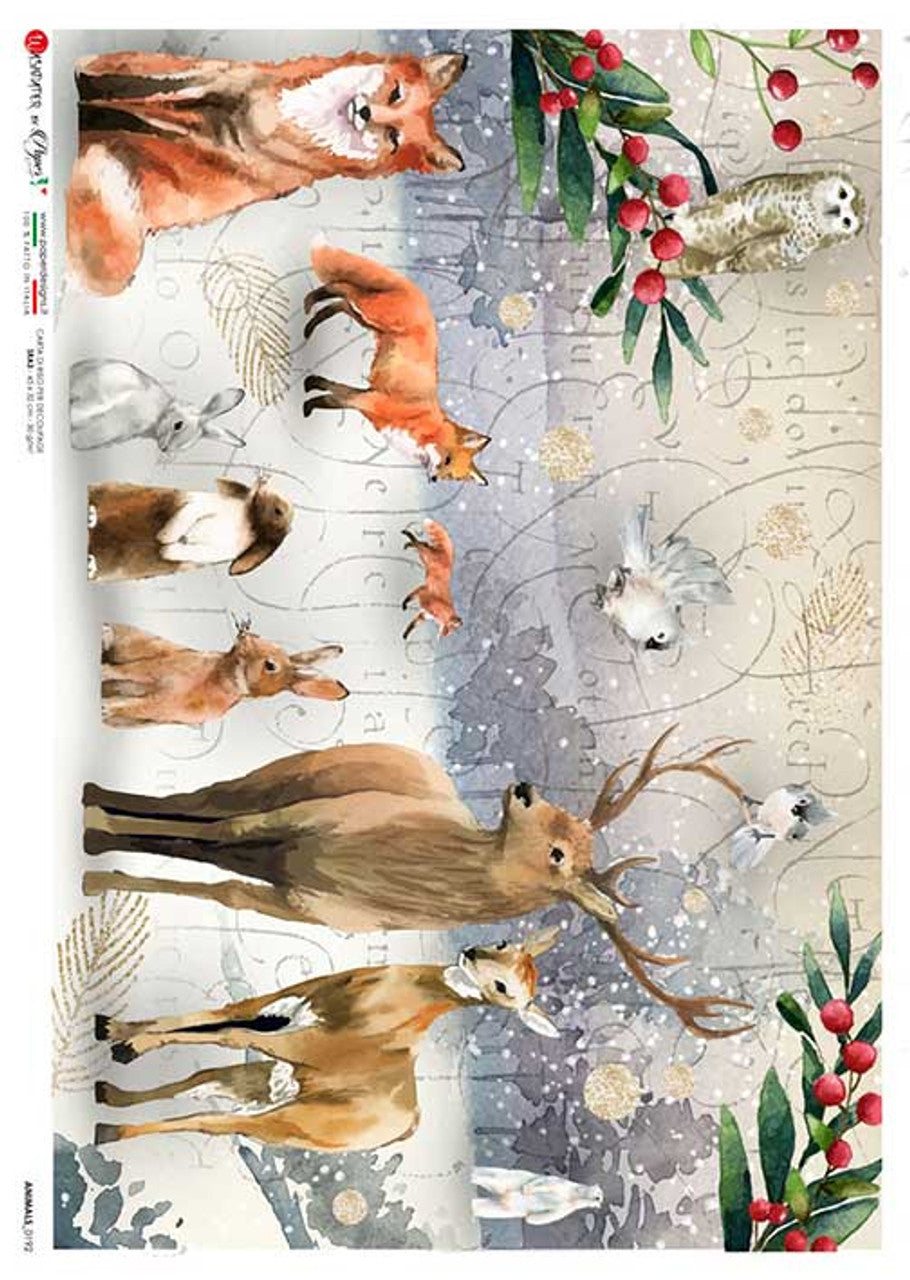 Paper Designs : Winter Forest Friends Rice Paper A4