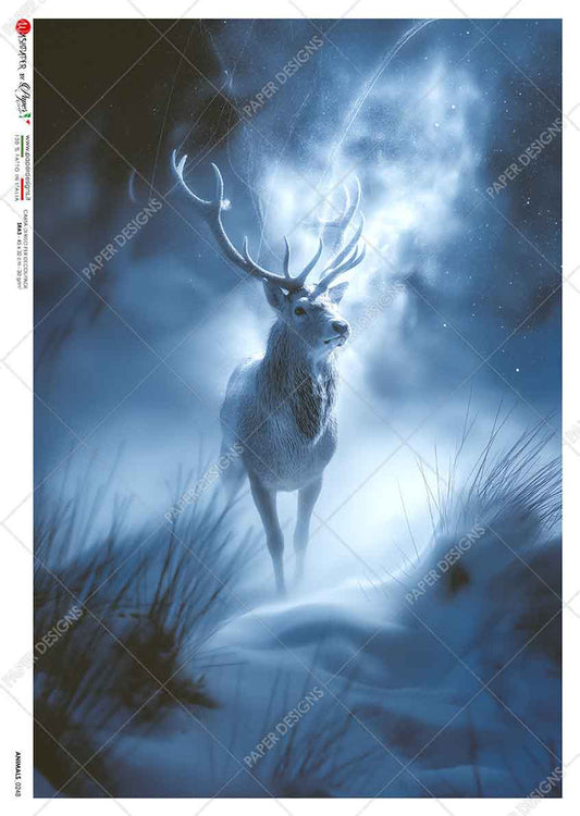 Paper Designs : Blue Twilight Spirit Deer Rice Paper A4