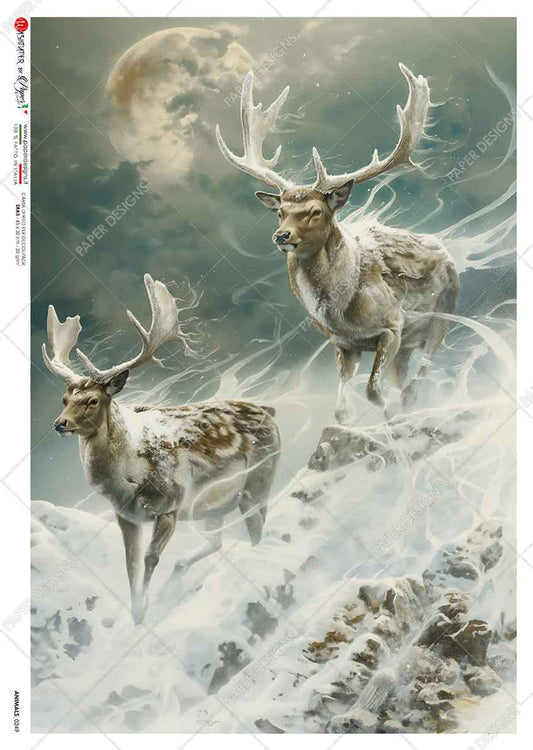 Paper Designs - Frosty Winter Spirit Deer A4 Rice Paper