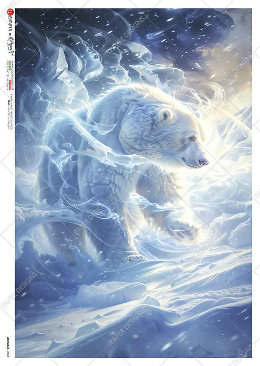 Paper Designs - Icy Evening Spirit Bear A4 Rice Paper