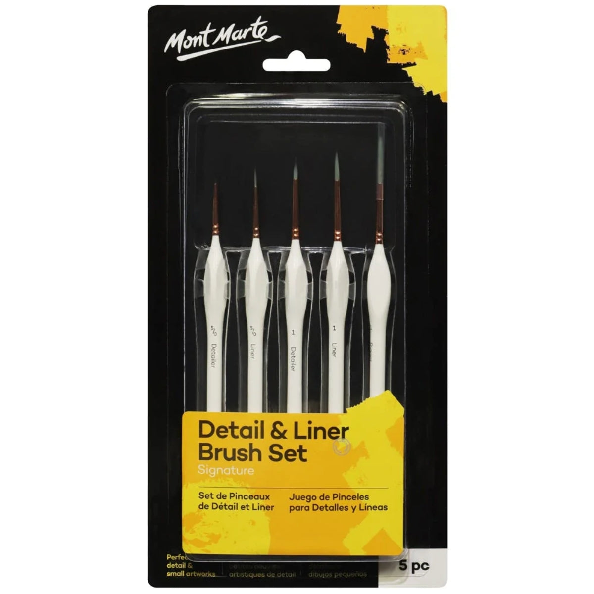 Mont Marte - Paint Brush Set - Detail/ Liner 5pcs