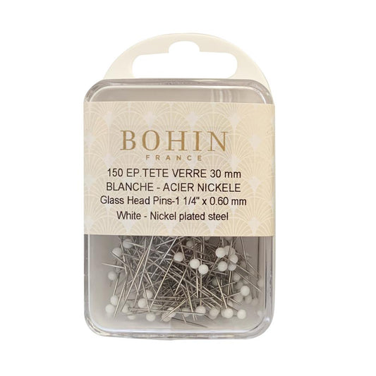 BOHIN Glass Head Pin White 1.1/4 MPS 150
