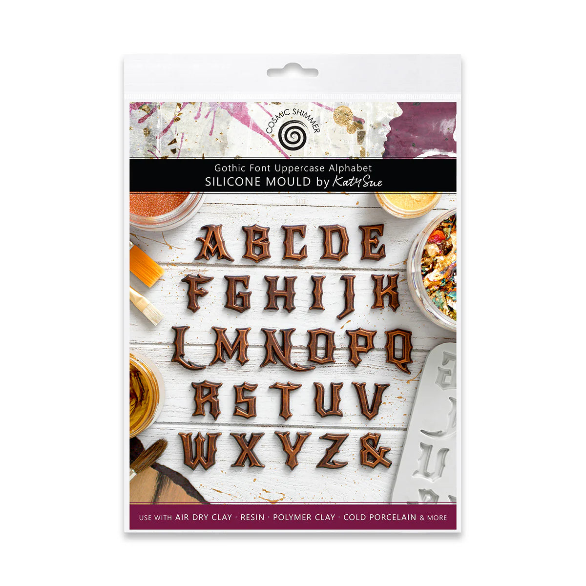 Cosmic Shimmer & Katy Sue - Gothic Font Uppercase Alphabet Silicone Mould