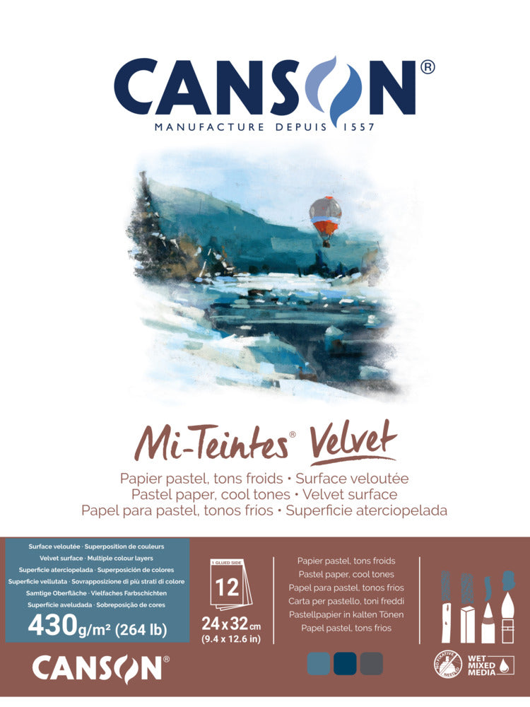 Canson - Mi-Teintes Velvet Pastel Paper Pad 9x12" - Cool Tones