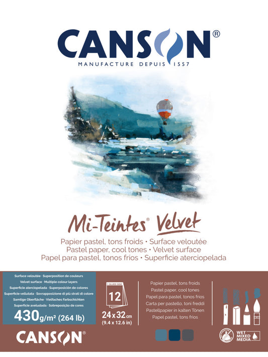 Canson - Mi-Teintes Velvet Pastel Paper Pad 9x12" - Cool Tones