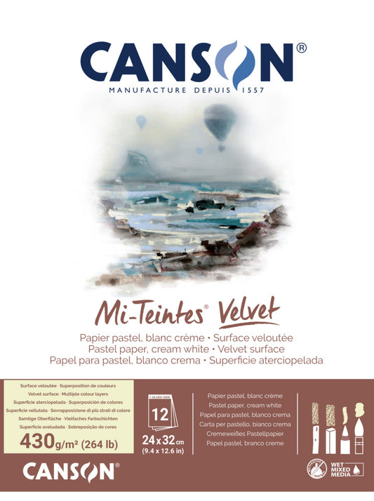 Canson Mi-Teintes Velvet Pastel Paper Pad- Cream White 9x12"