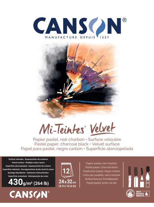 Canson - Mi-Teintes Velvet Pastel Paper Pad 9x12" - Charcoal Black