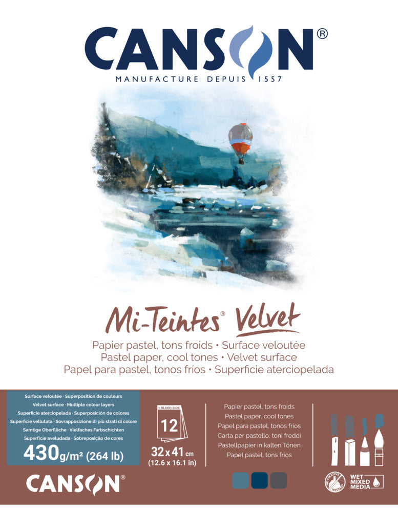 Canson - Mi-Teintes Velvet Pastel Paper Pad 12x16" - Cool Tones