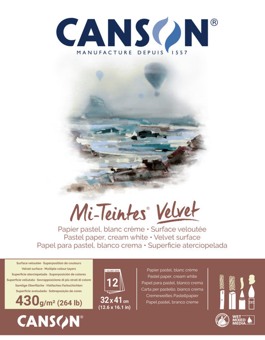 Canson - Mi-Teintes Velvet Pastel Paper Pad 12x16" - Cream White