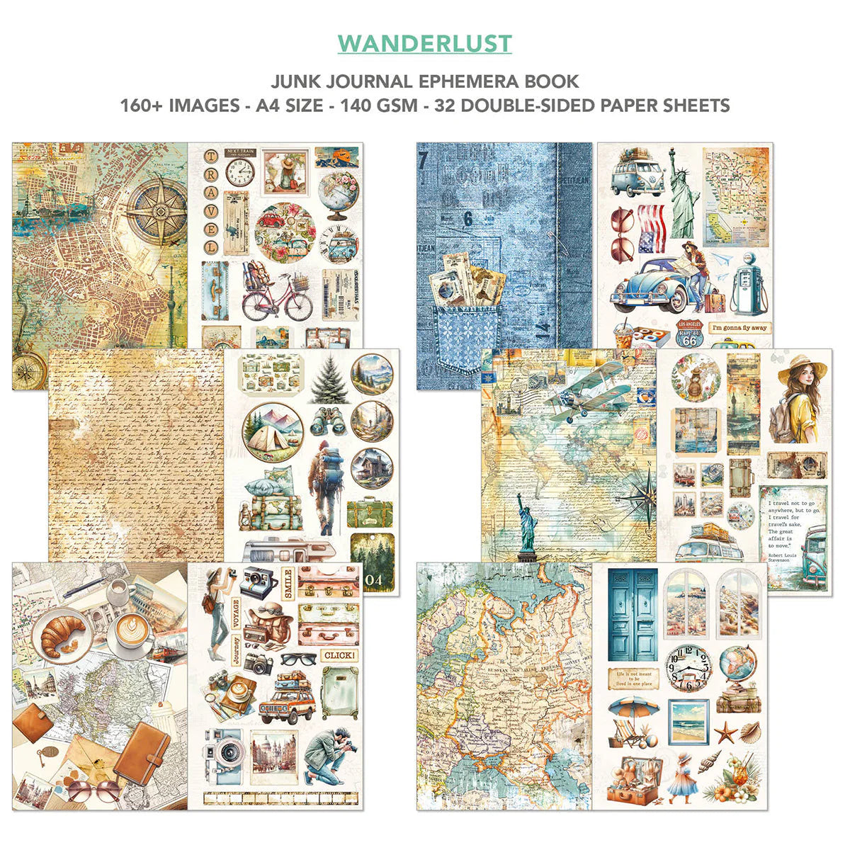 Ciao Bella : Wanderlust Junk Journal & Ephemera Book A4 32pgs