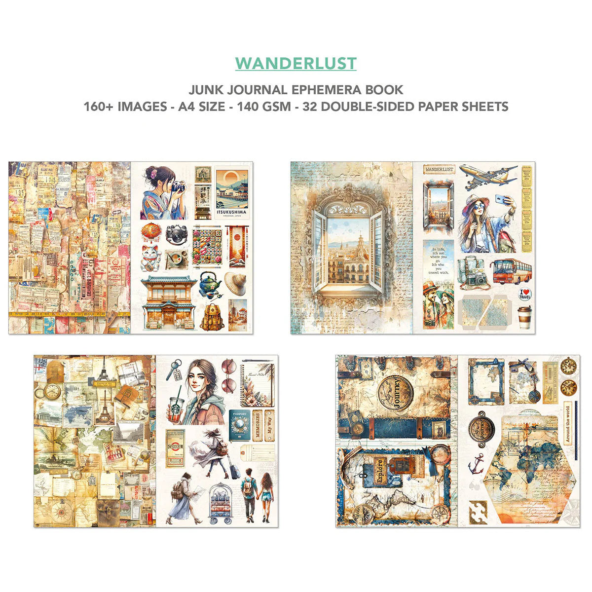 Ciao Bella : Wanderlust Junk Journal & Ephemera Book A4 32pgs