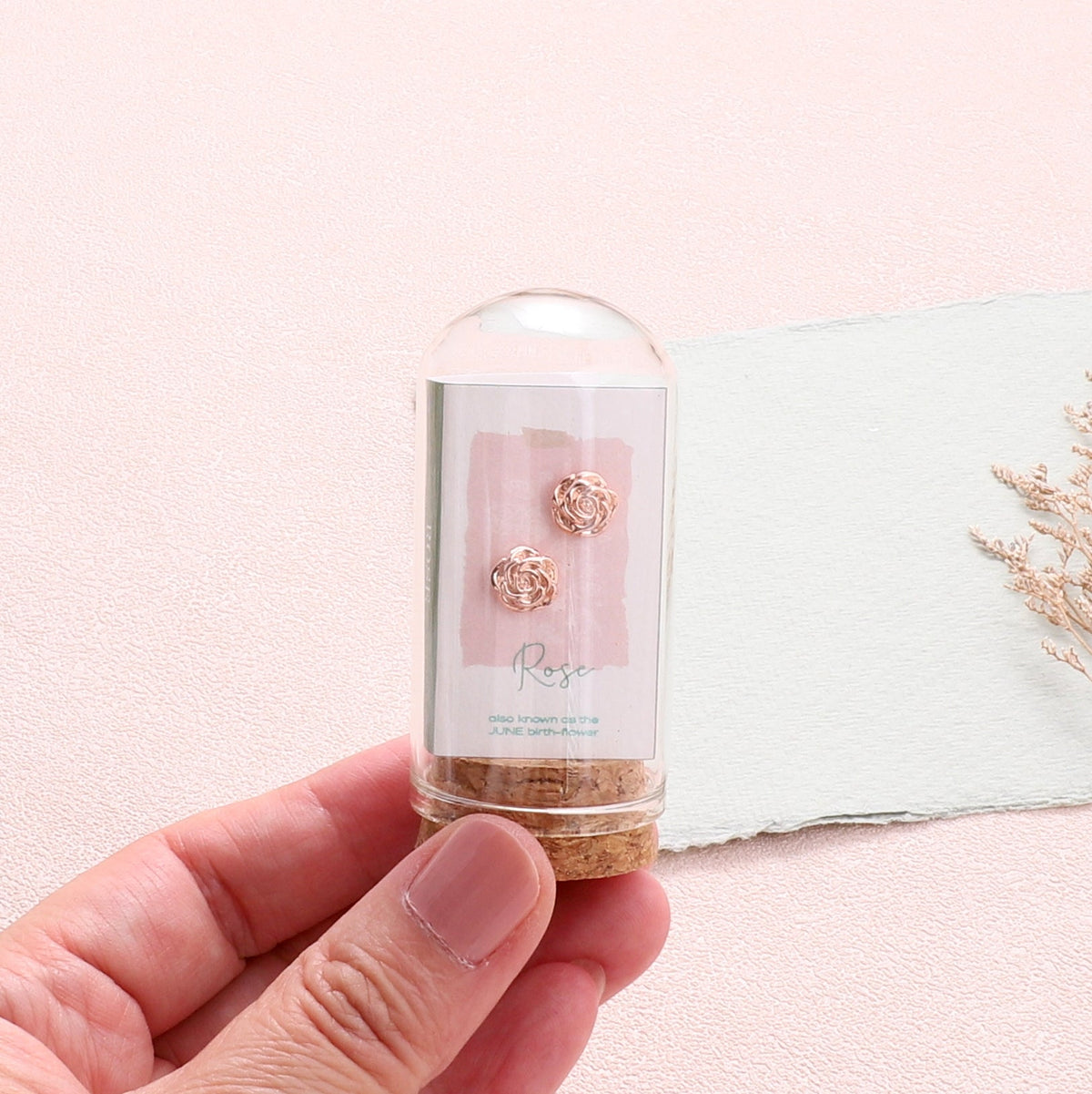 Rose, June Birth Flower Earrings