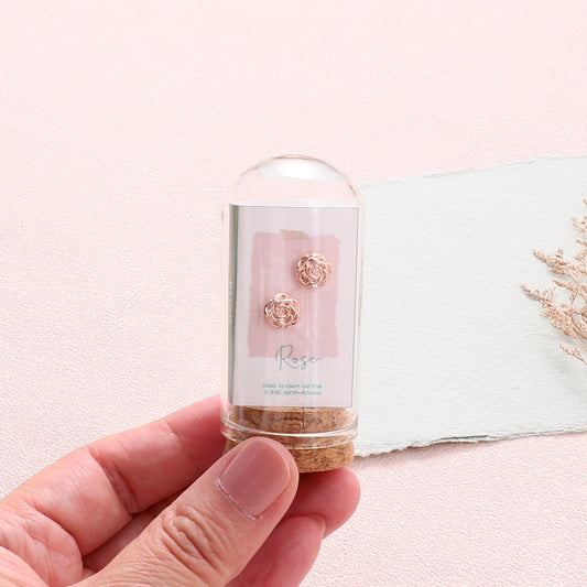 Rose, June Birth Flower Earrings