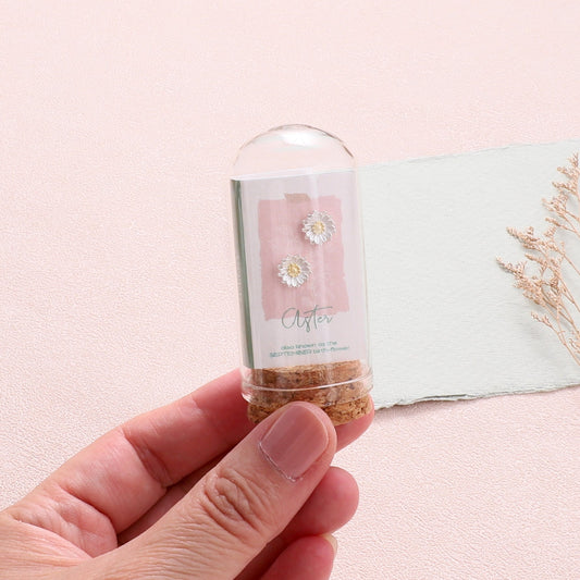 Aster, September Birth Flower Earrings