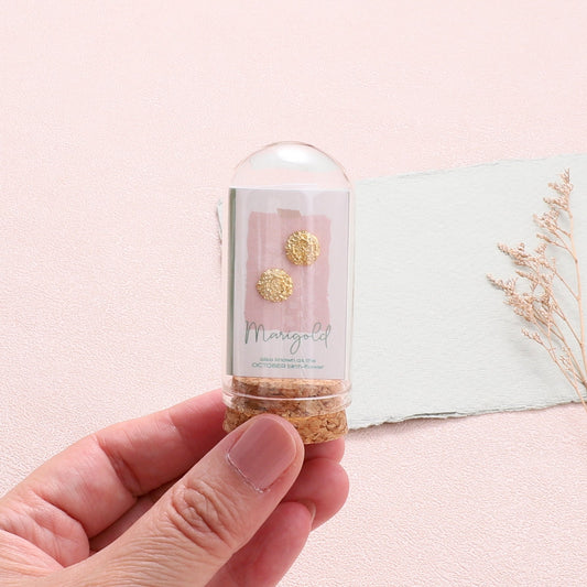 Marigold, October Birth Flower Earrings