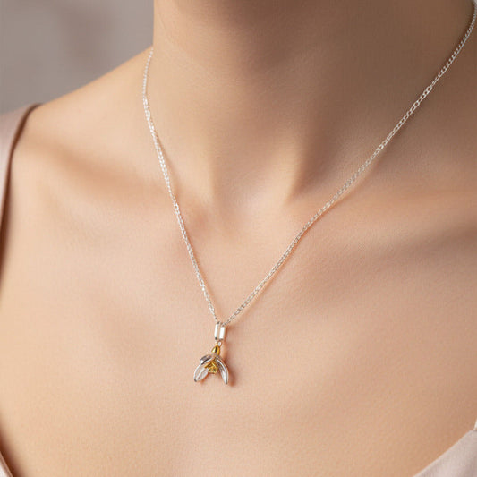 Snowdrop, January Birth Flower Necklace