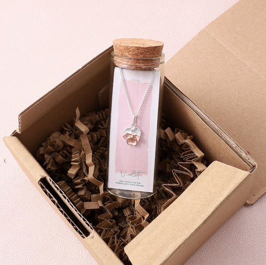 Violet, February Birth Flower Necklace